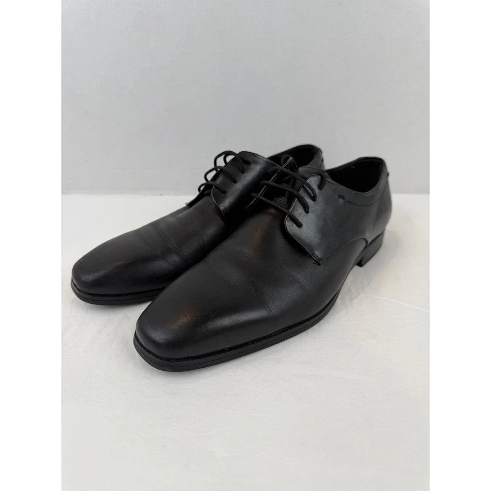 Steve Madden P-Quilt Mens Black‎ Leather Derby Dress Shoes Size 9.5 M Lace Up